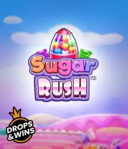 Dive into the colorful world of the Sugar Rush slot game by Pragmatic Play, featuring a vibrant candy dispenser against a whimsical candyland background. This graphic captures the playfulness of the game, highlighted with vivid candies and engaging typography. Perfect for players seeking a sweet adventure, offering a delightful gaming experience. 